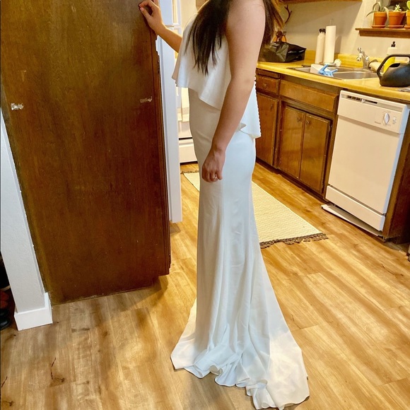 Whispers & Echoes White Strapless Wedding Dress Size 4 - Picture 7 of 7